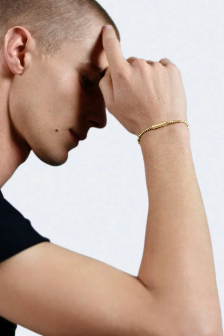 15g Brushed Yellow Gold Bead Bracelet - Image 2
