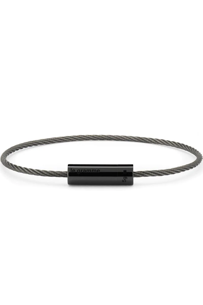 5g Polished Black Cerarmic Cable Bracelet