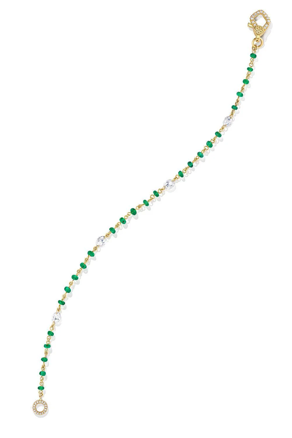 Diamond Emerald Etheral Beaded Bracelet