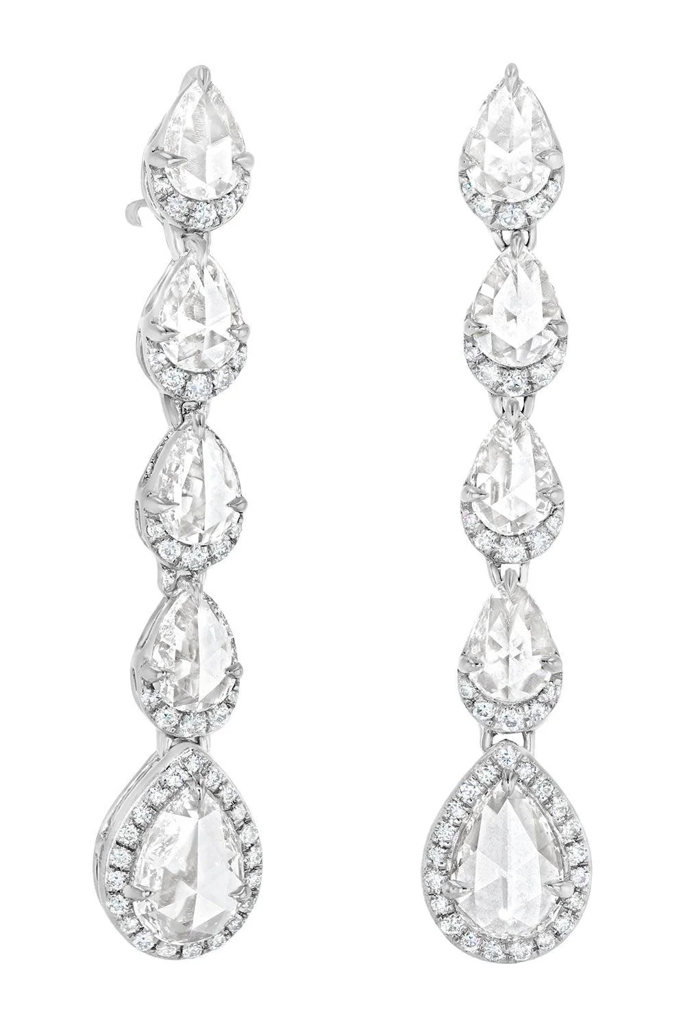 Diamond Five Scallop Drop Earrings