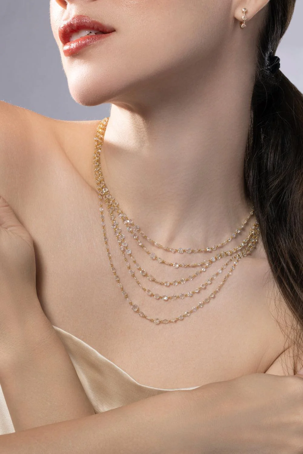 Diamond Five Strand Ethereal Layered Necklace - Image 3