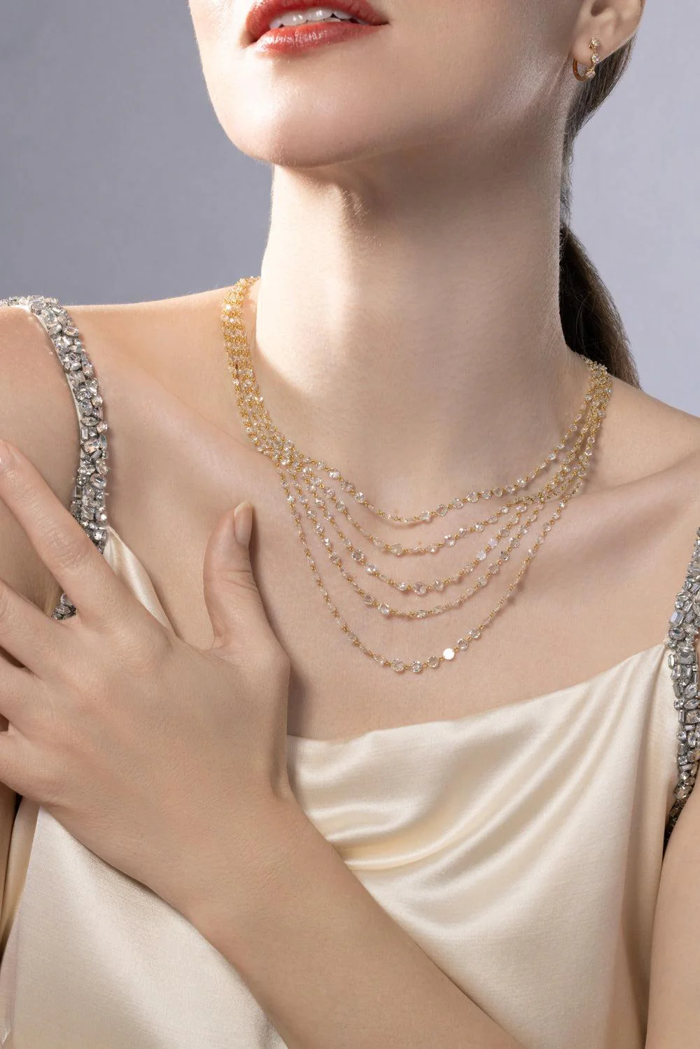 Diamond Five Strand Ethereal Layered Necklace - Image 4