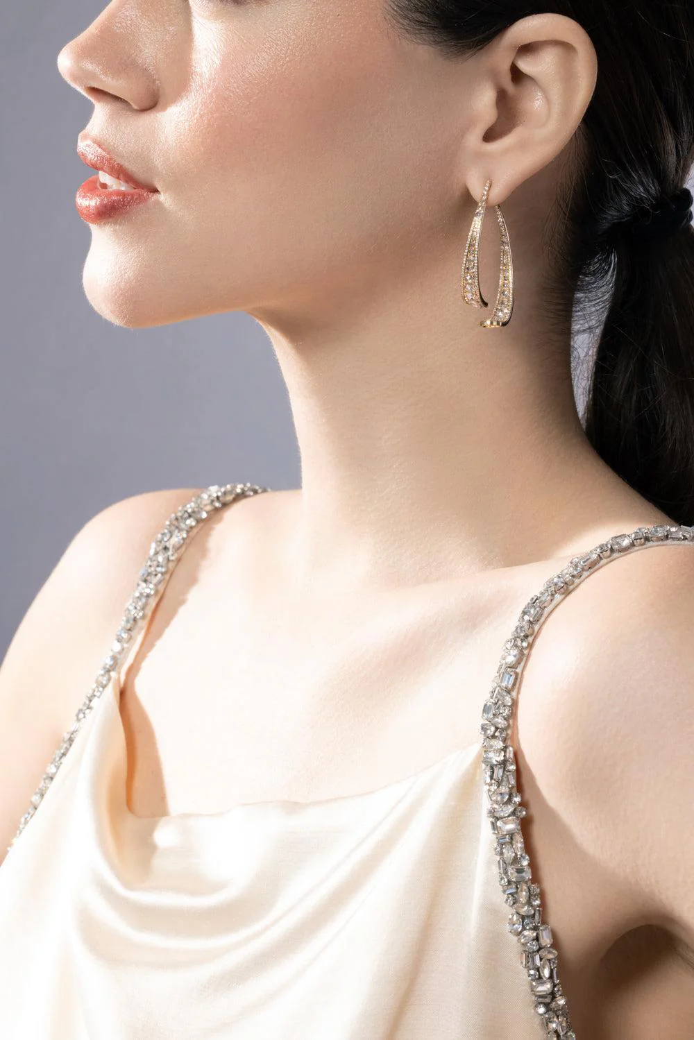 Diamond Linear Broken Hoop Earrings - Image 3