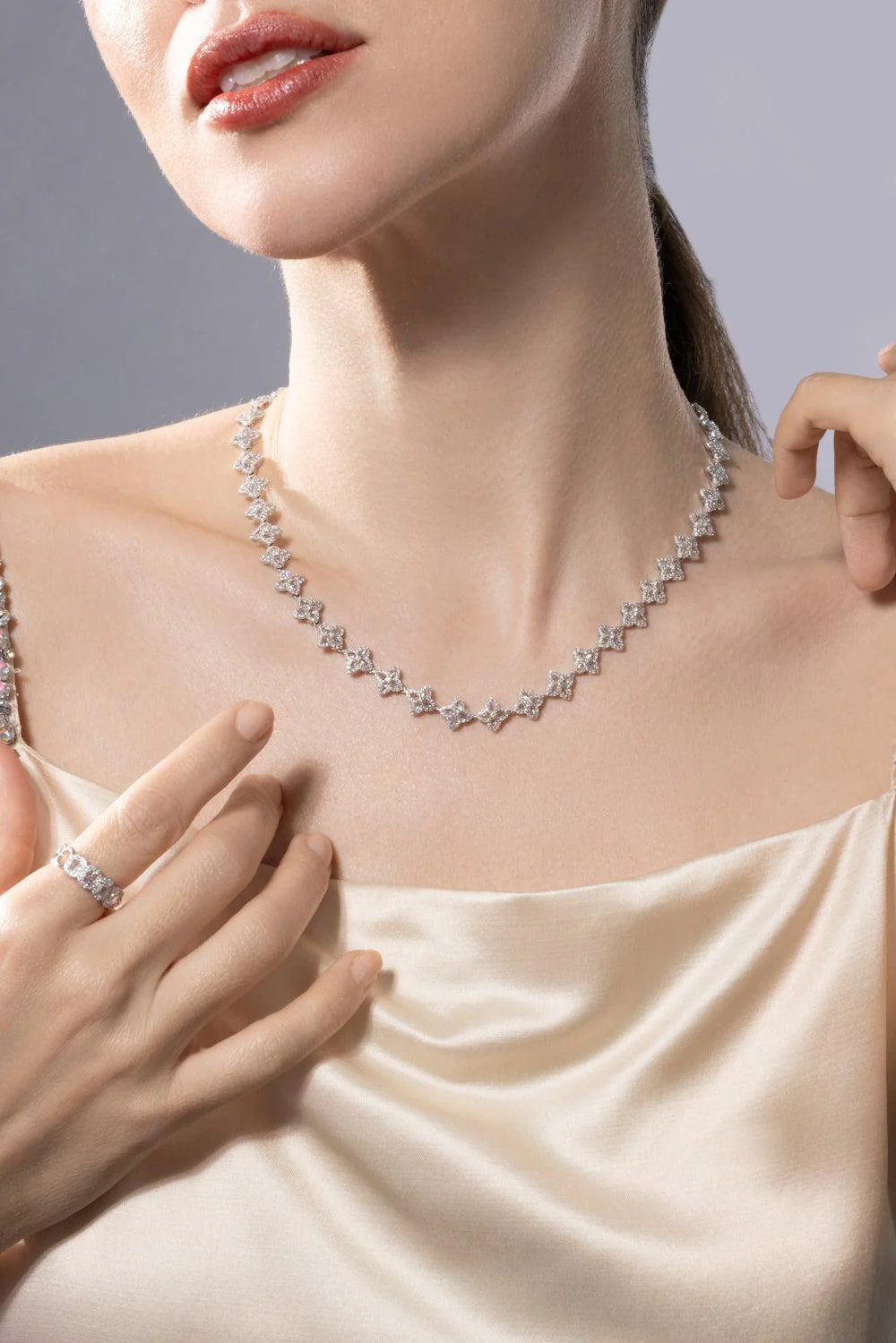 Diamond Pear Blossom Riviera Necklace - Image 4