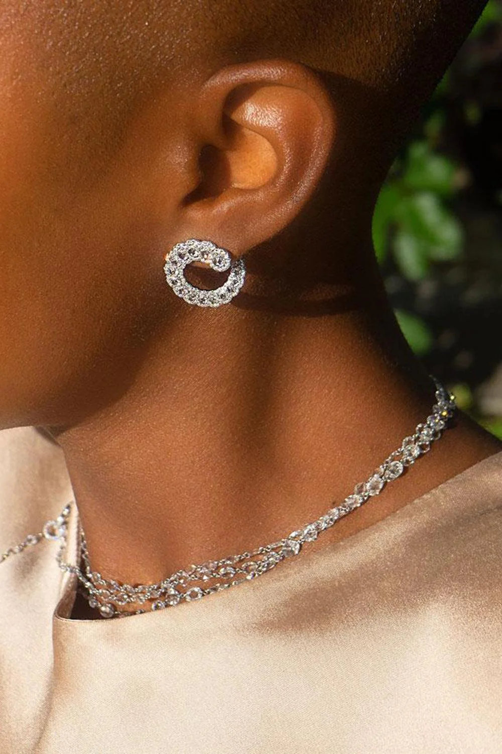 Diamond Scallop Hoop Earrings - Image 2