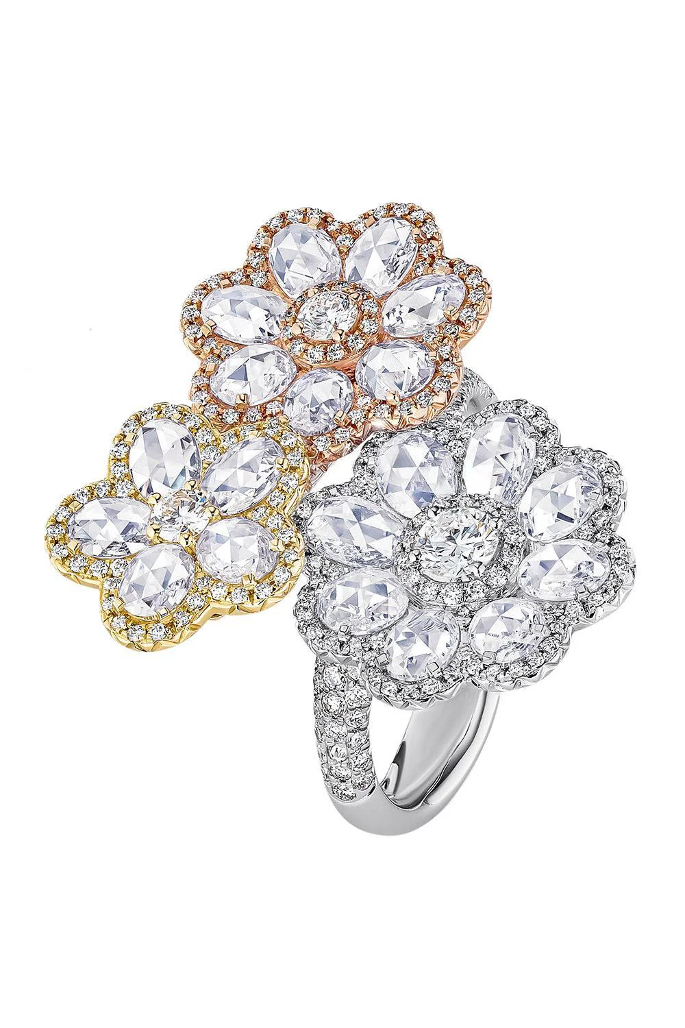 Diamond Three Flower Ring
