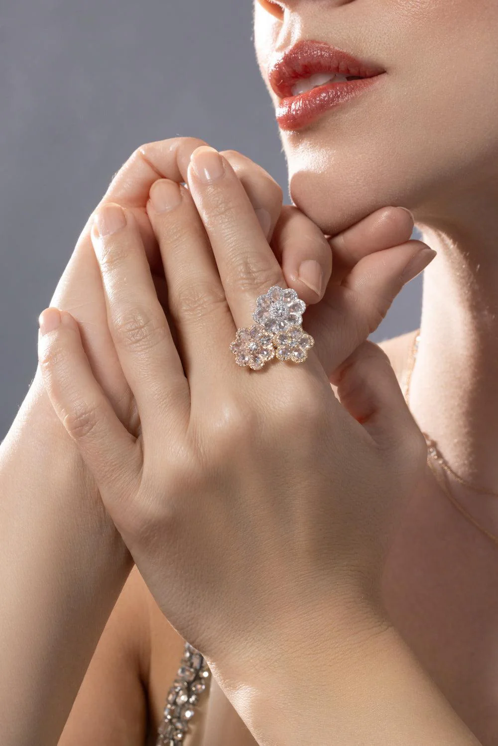 Diamond Three Flower Ring - Image 2
