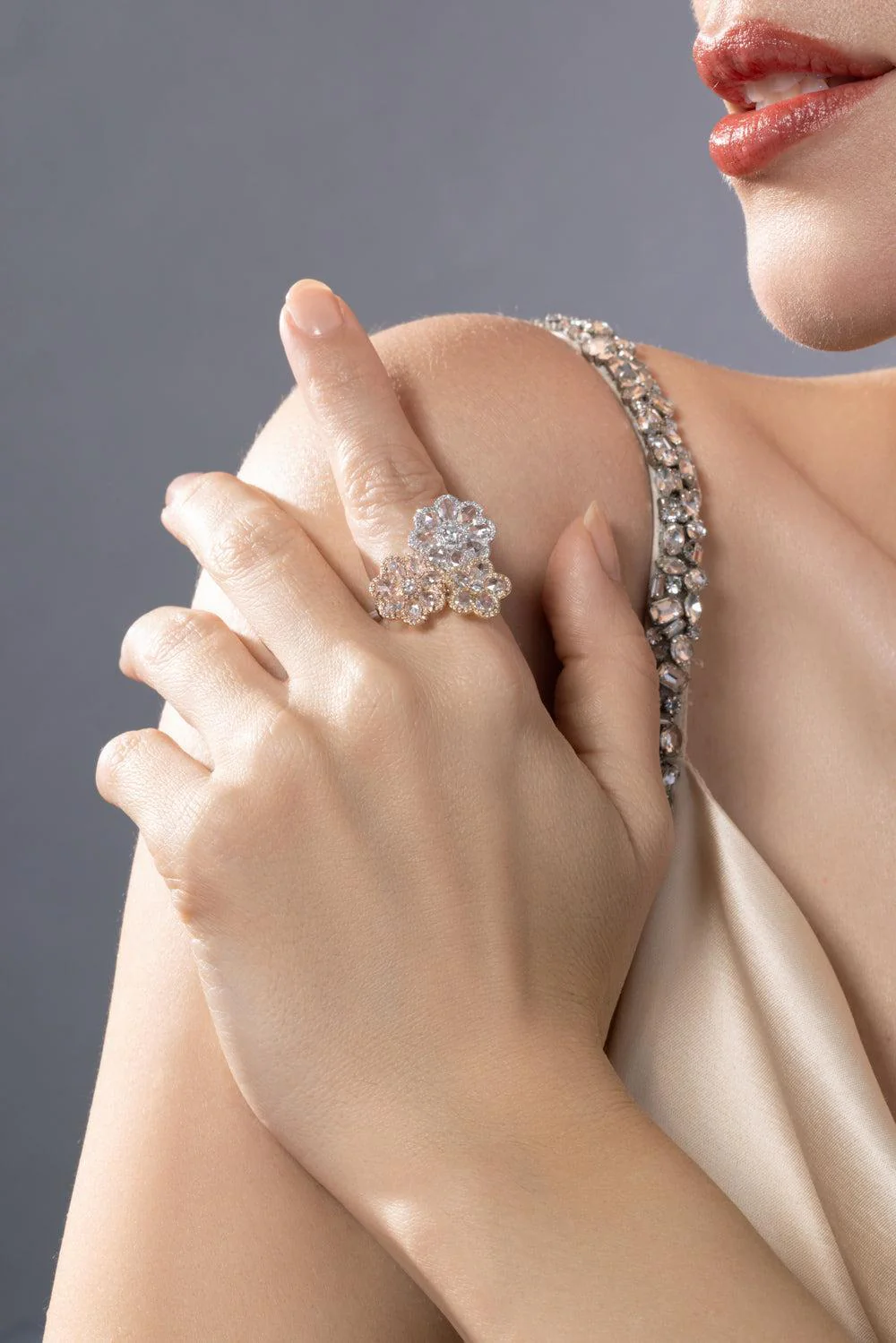 Diamond Three Flower Ring - Image 4
