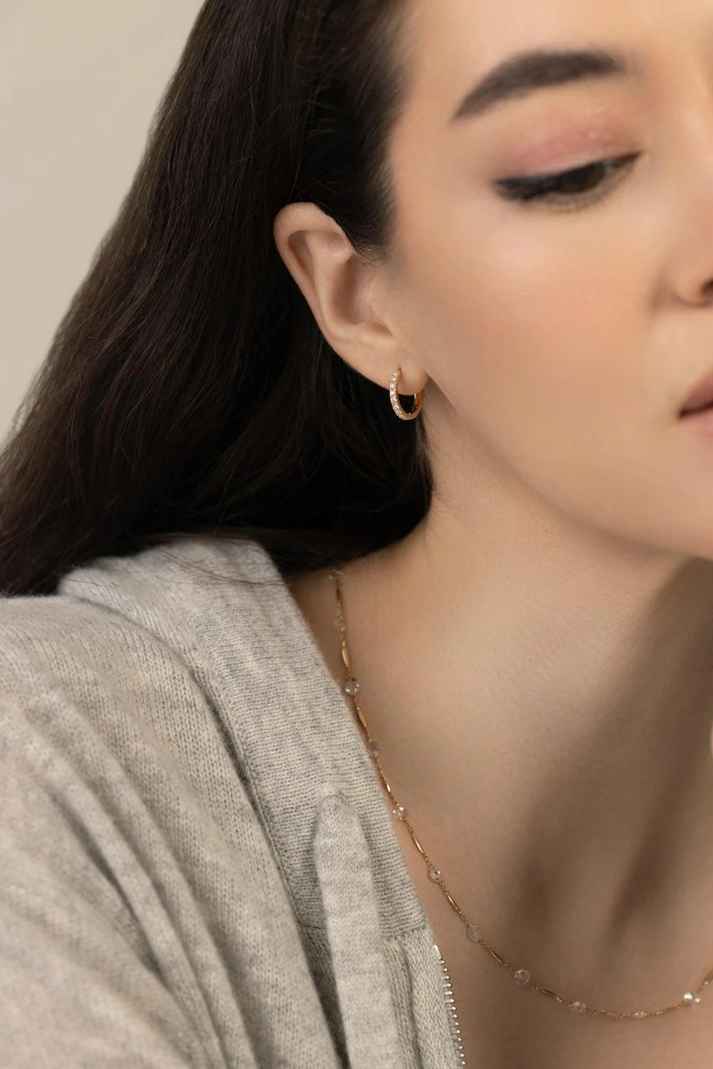 Linear Huggie Earrings - Image 4