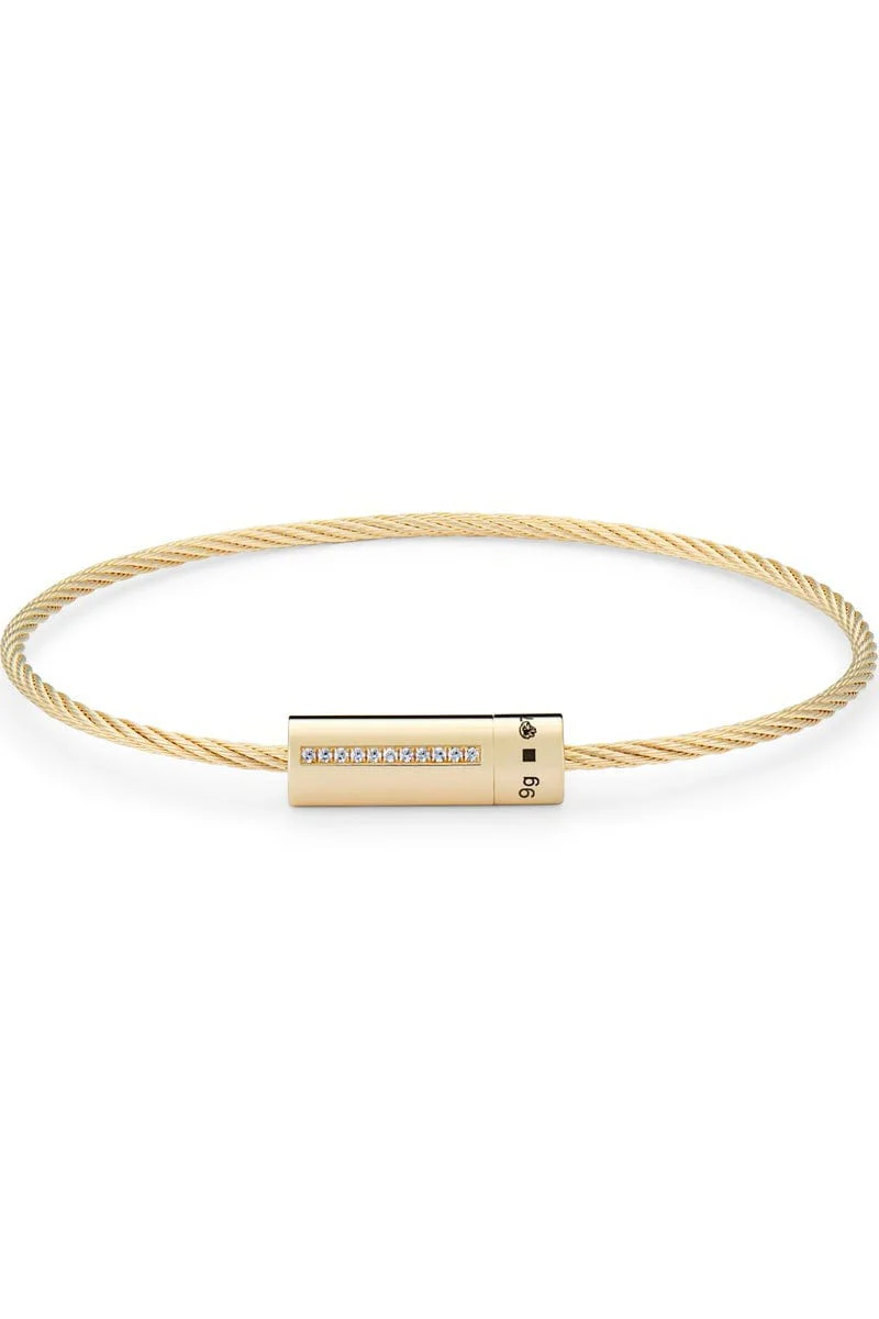 9g Polished Yellow Gold Diamond Cable Bracelet