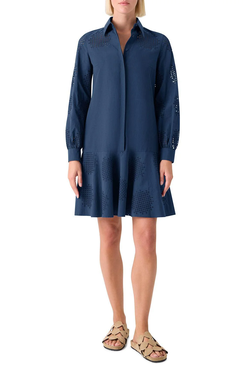 Long Sleeve Embroidered Short Dress - Image 2