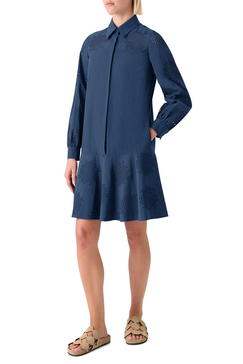 Long Sleeve Embroidered Short Dress - Image 4