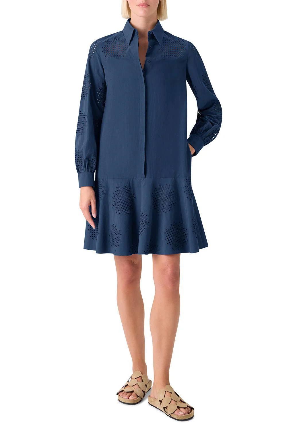 Long Sleeve Embroidered Short Dress - Image 5