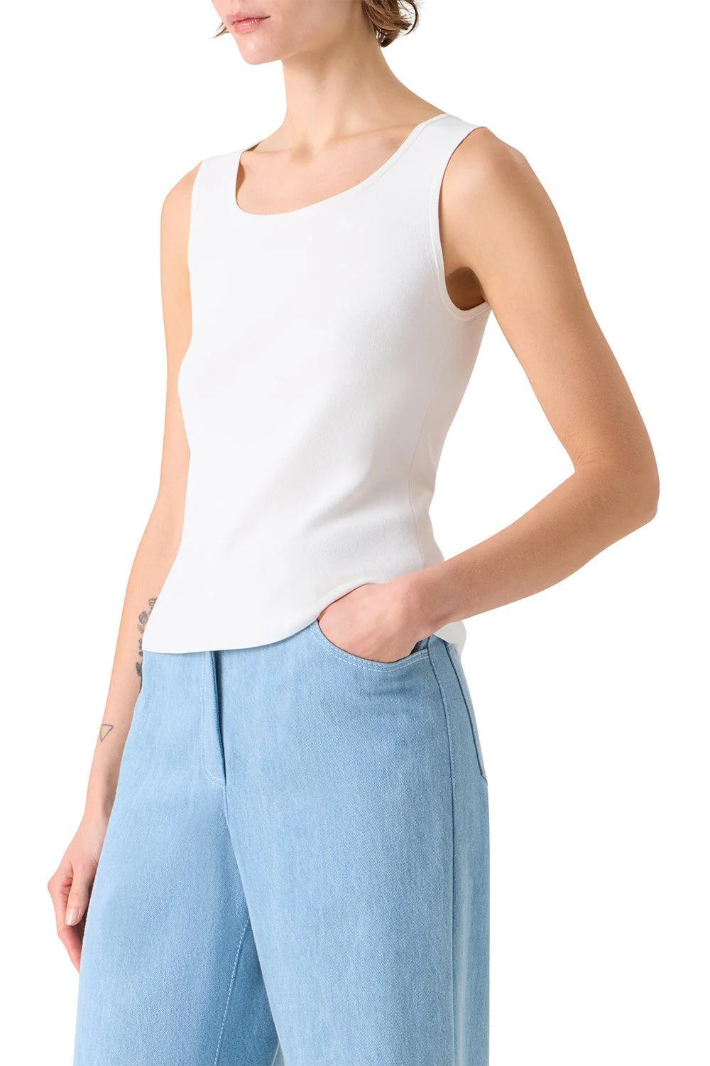 Scoop Neck Tank - Cream - Image 3