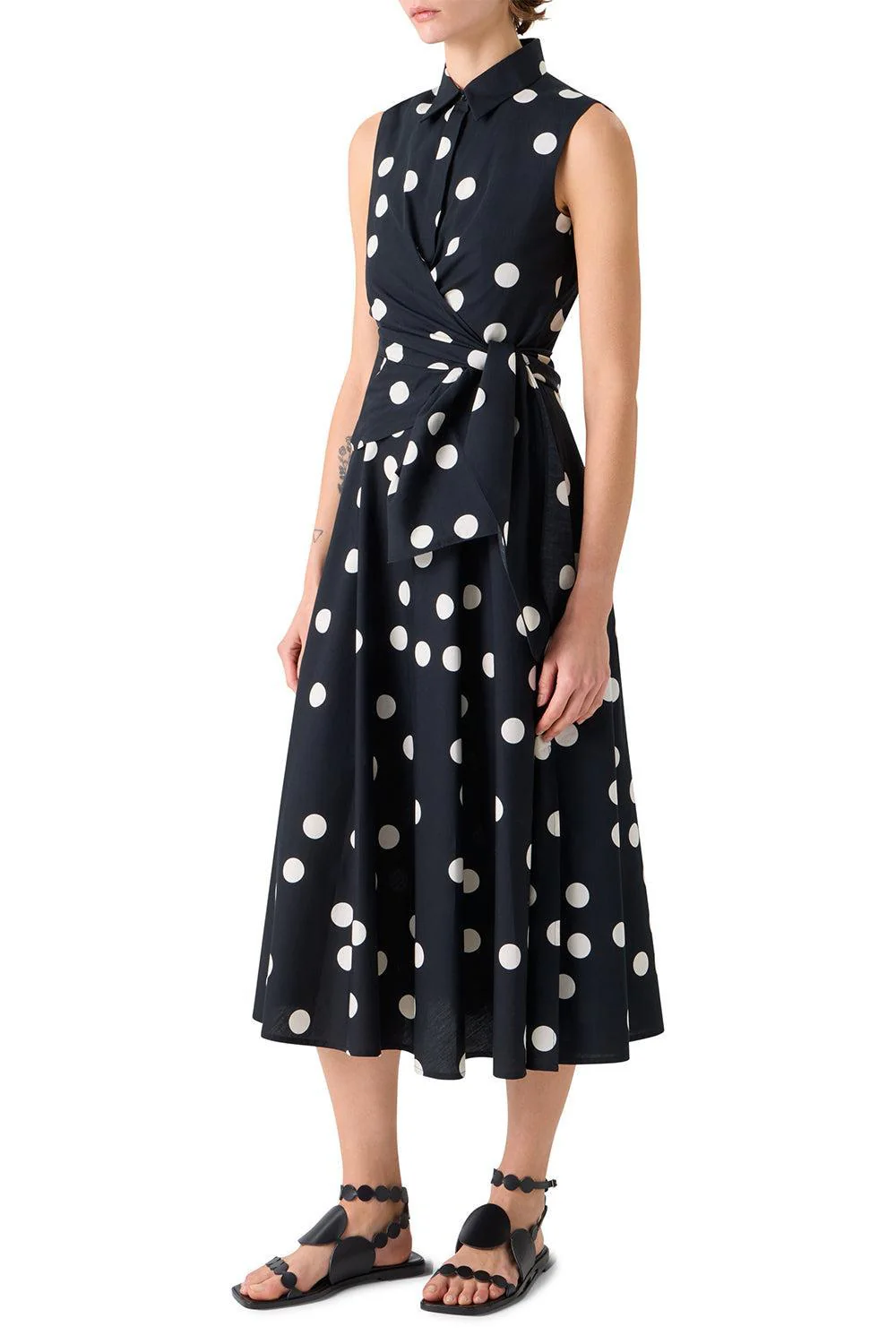 Sleeveless Polka Dot Midi Dress - Image 5