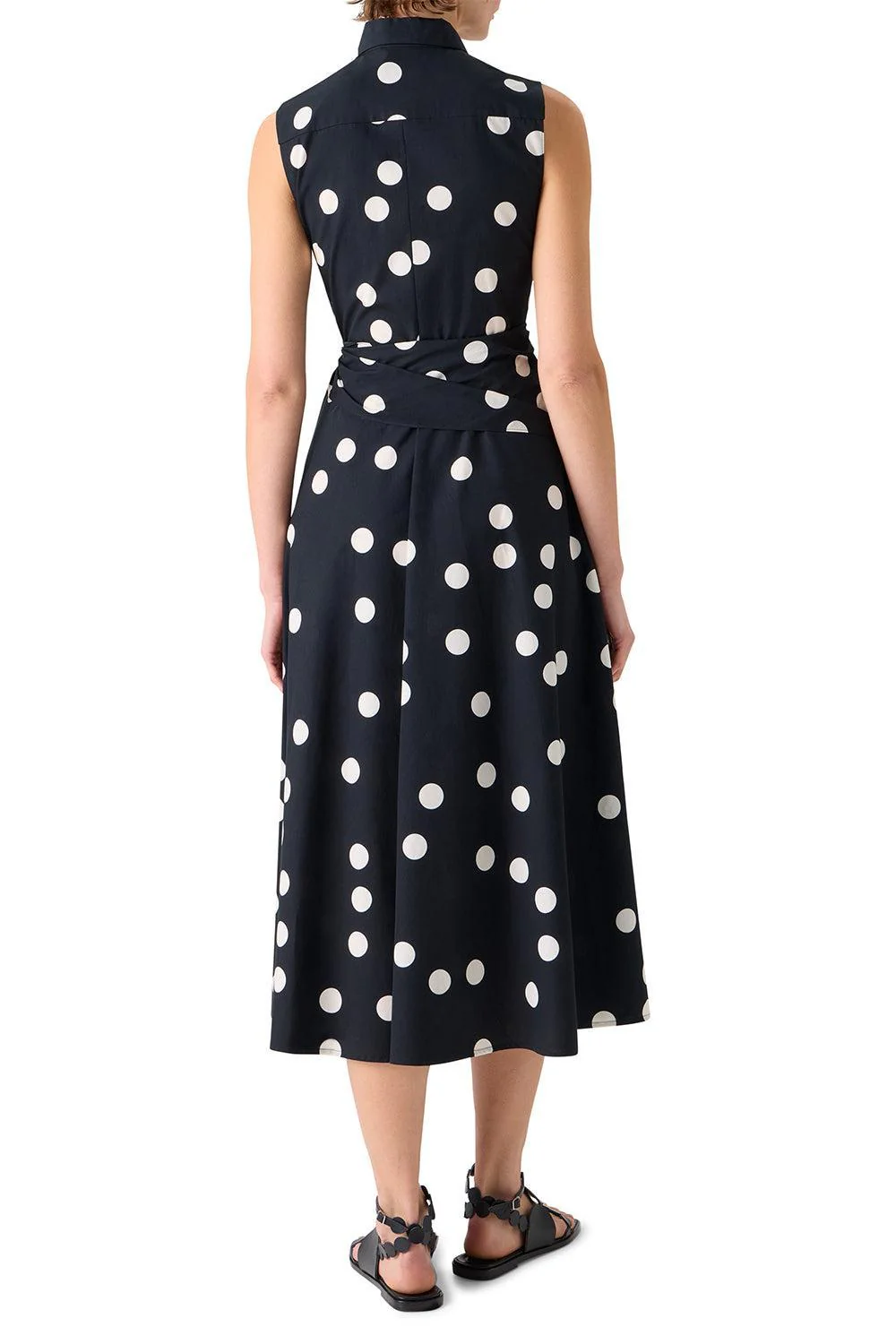 Sleeveless Polka Dot Midi Dress - Image 6