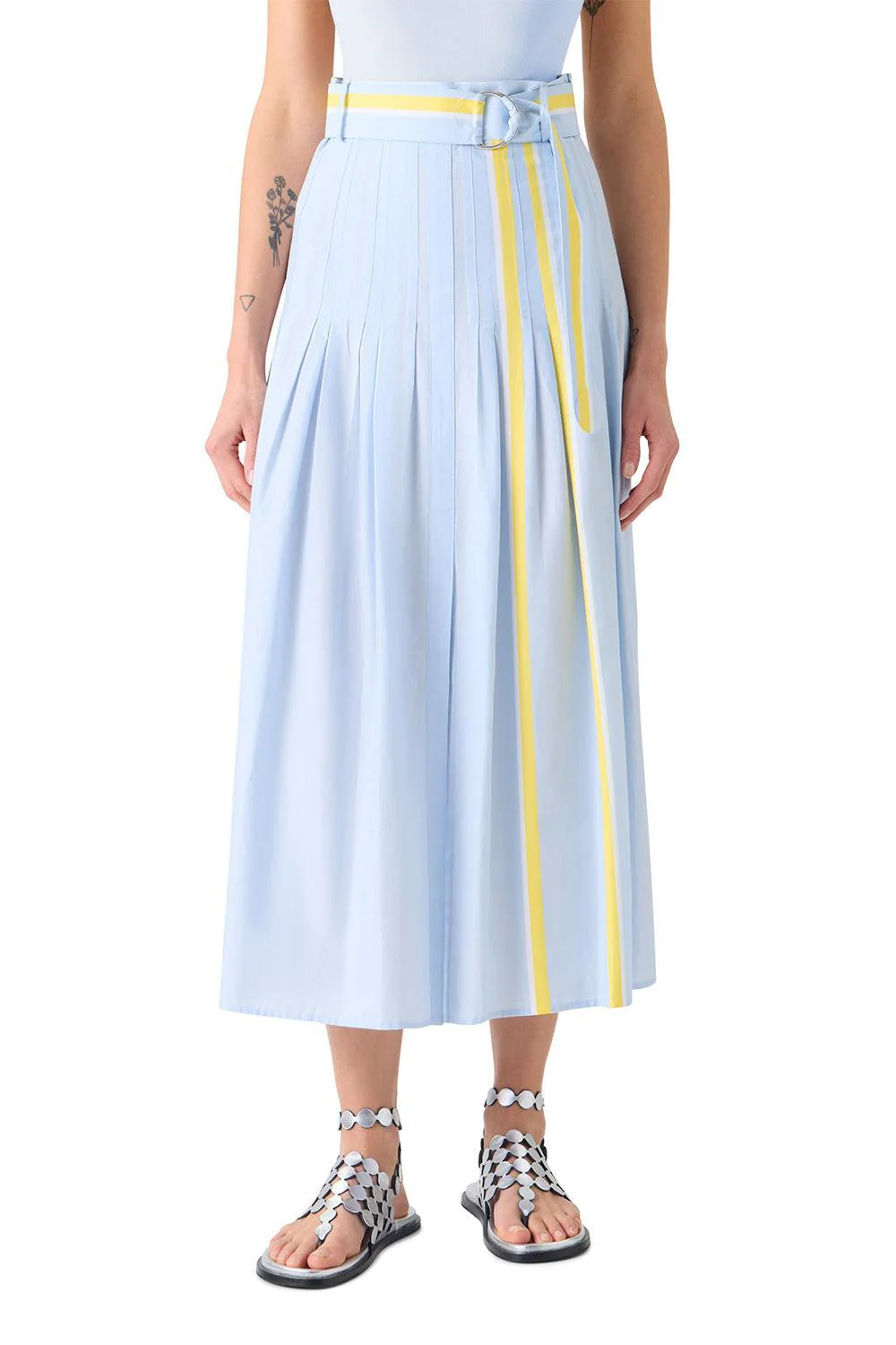 Stripe Pleated Midi Skirt - Image 2