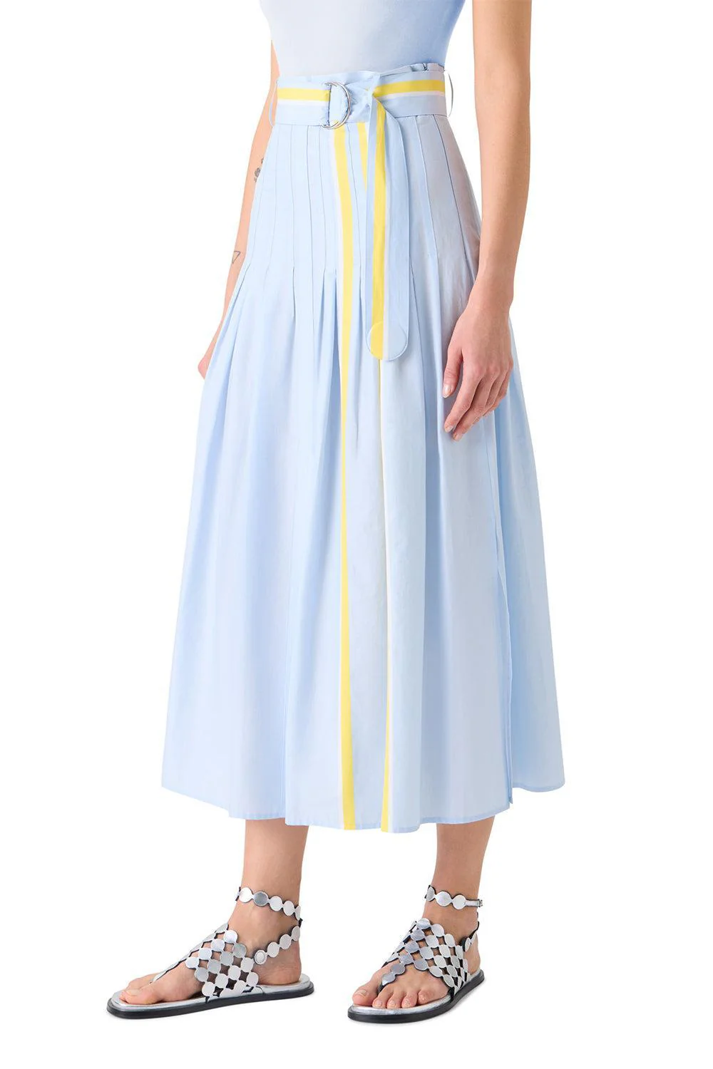 Stripe Pleated Midi Skirt - Image 3