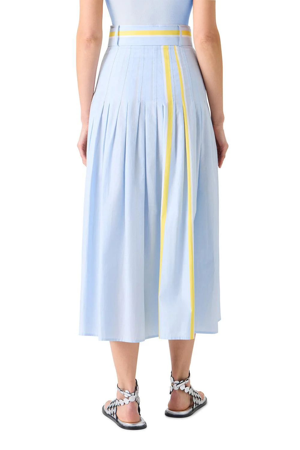 Stripe Pleated Midi Skirt - Image 5