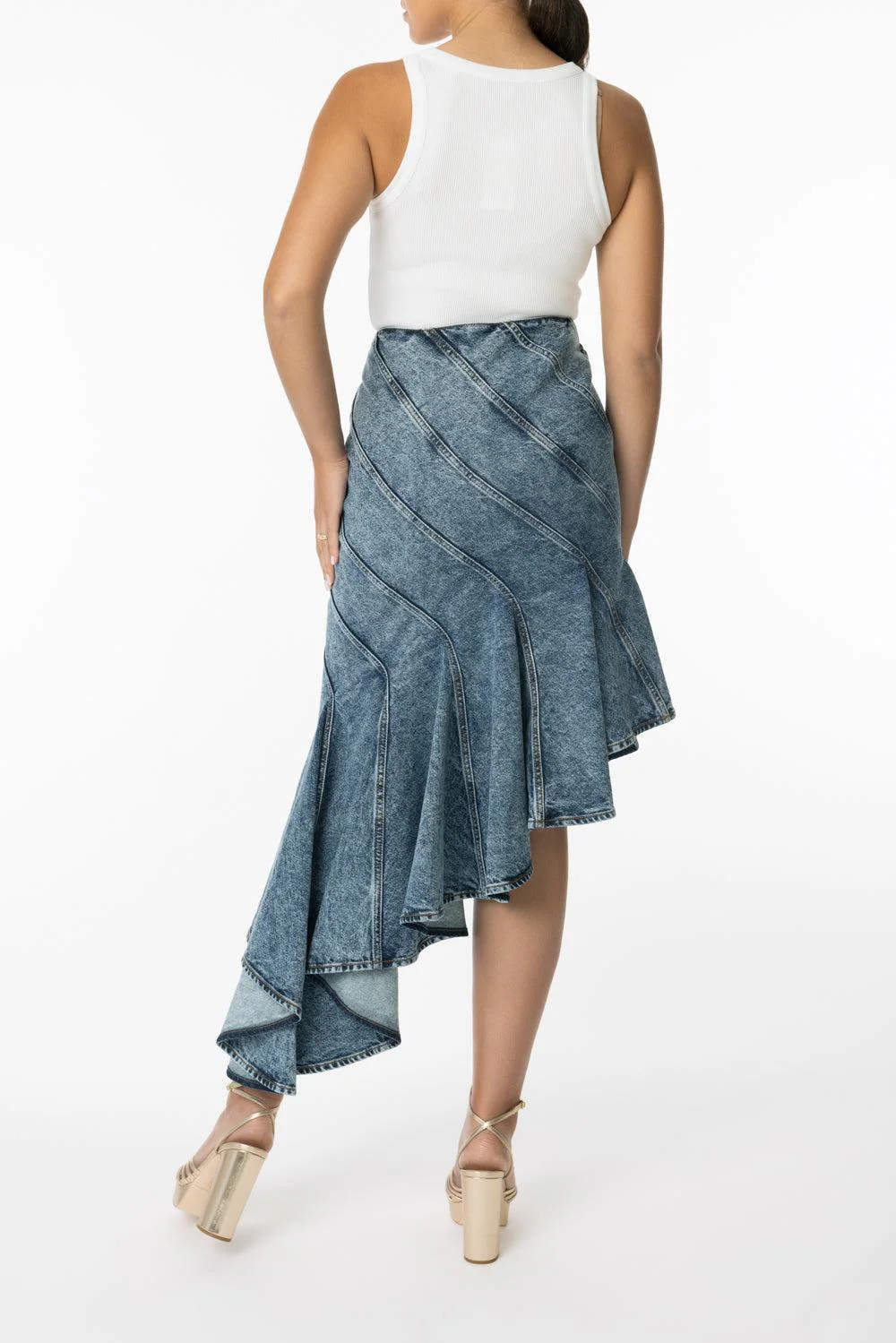 Denim Spiral Skirt - Image 4