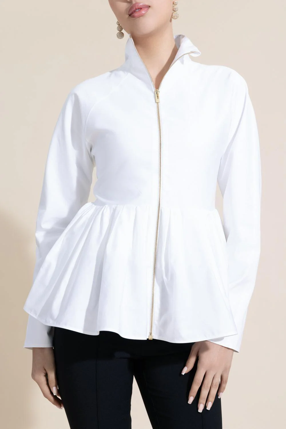 Front Zip Peplum Jacket - Image 2