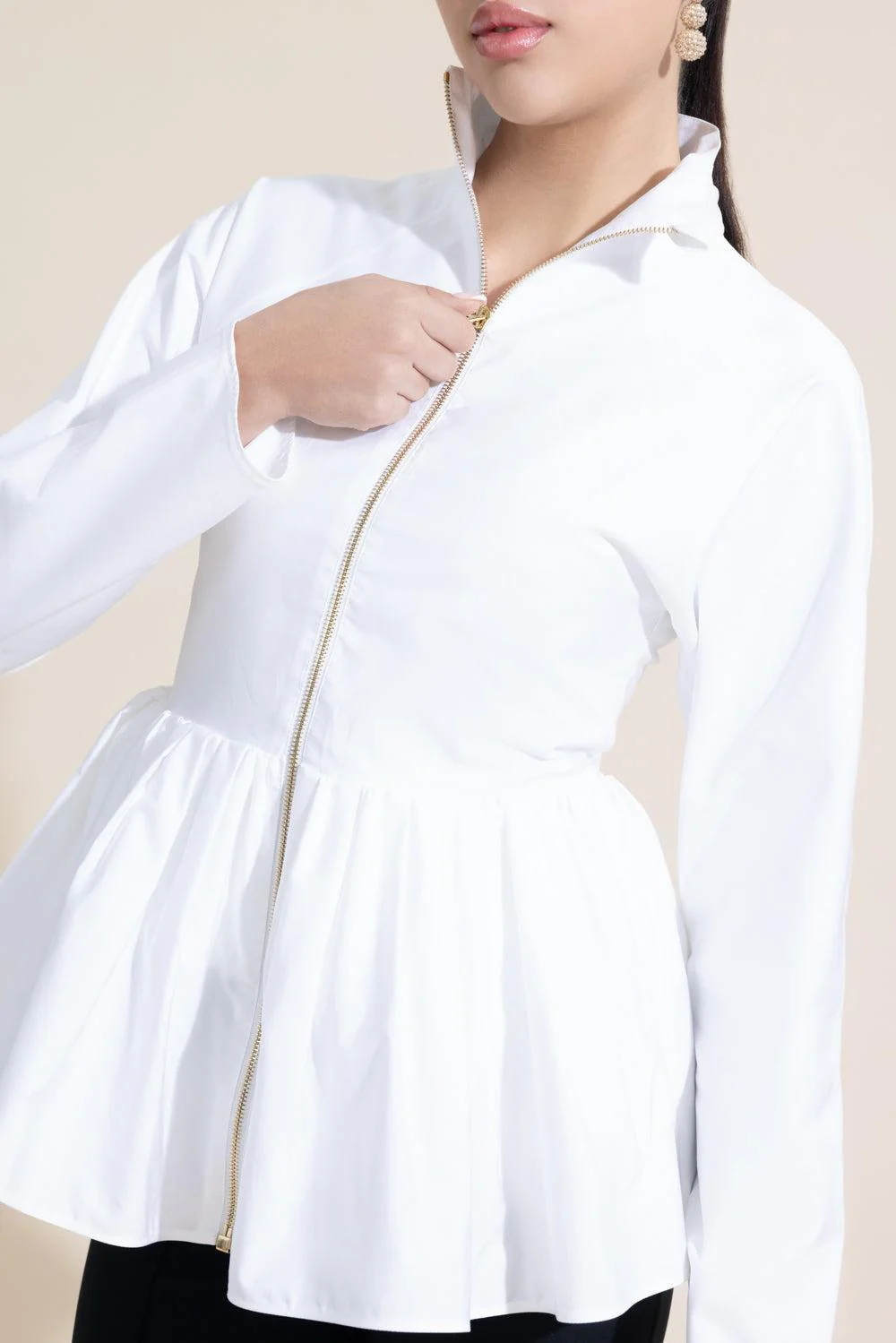 Front Zip Peplum Jacket - Image 3