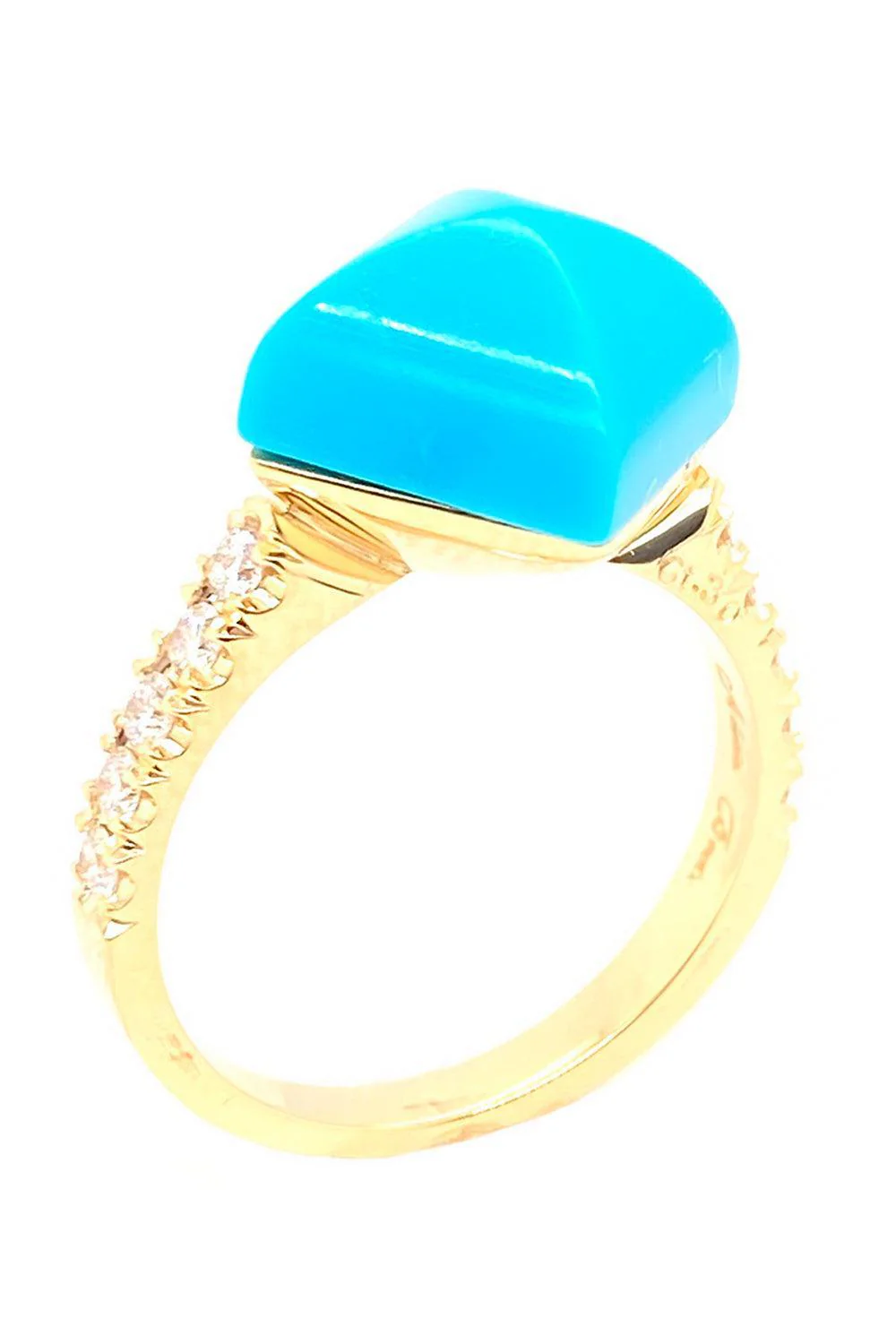 Black Onyx Diamond Piramide Turquoise Ring