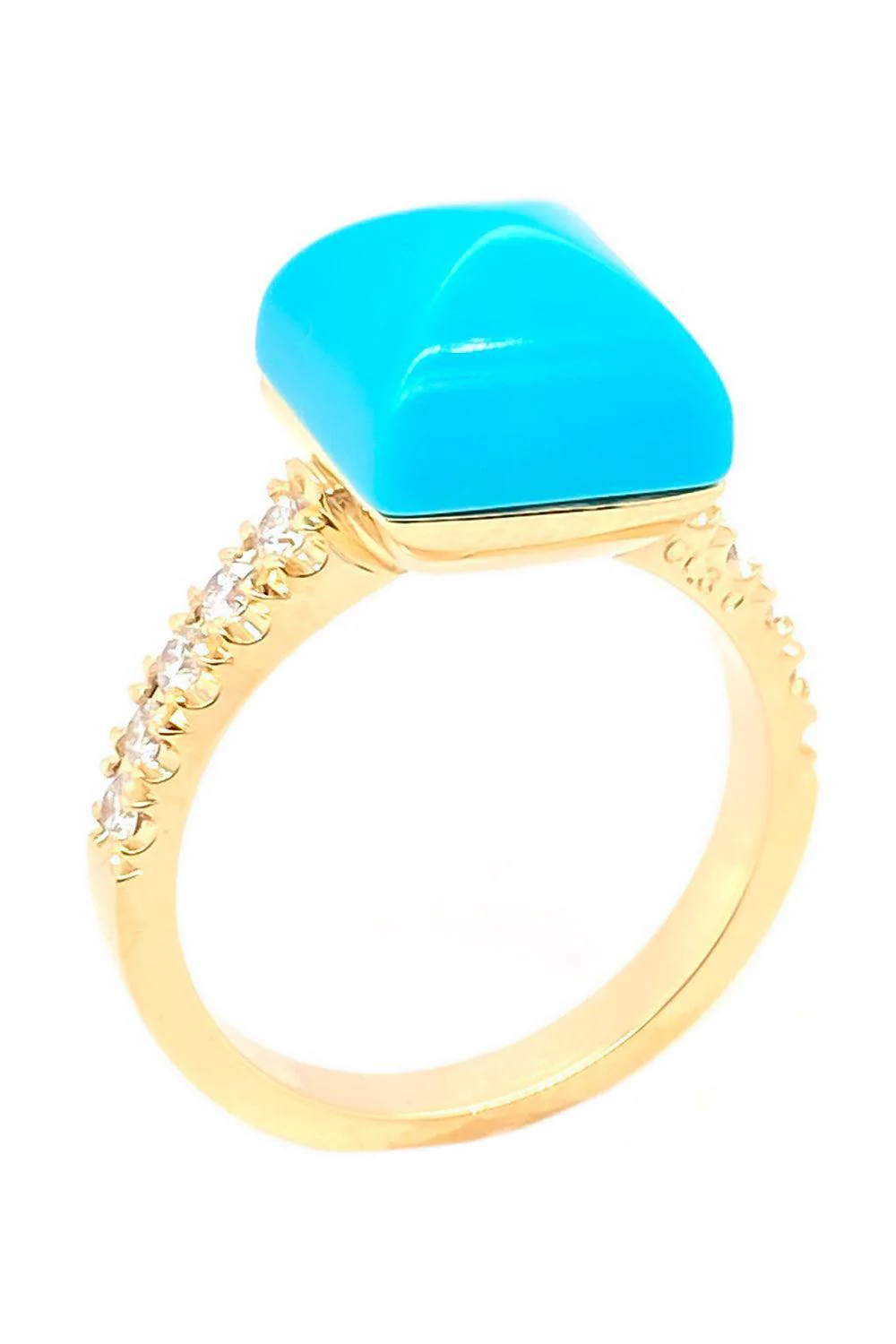 Black Onyx Diamond Piramide Turquoise Ring