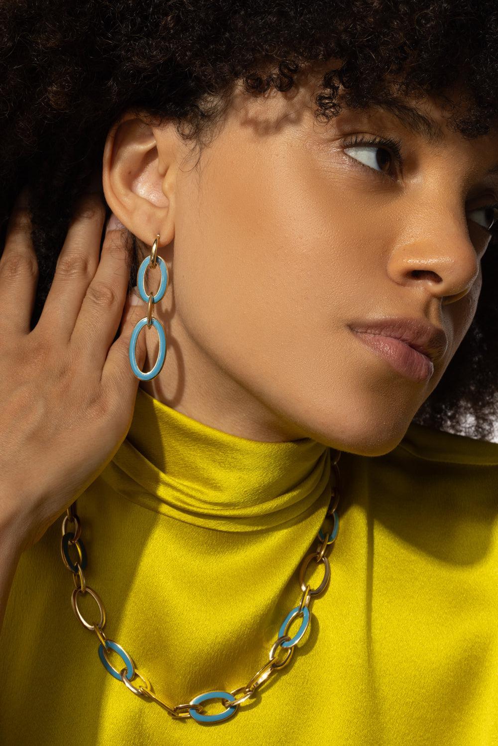 Blue Enamel Capri Earrings - Image 4