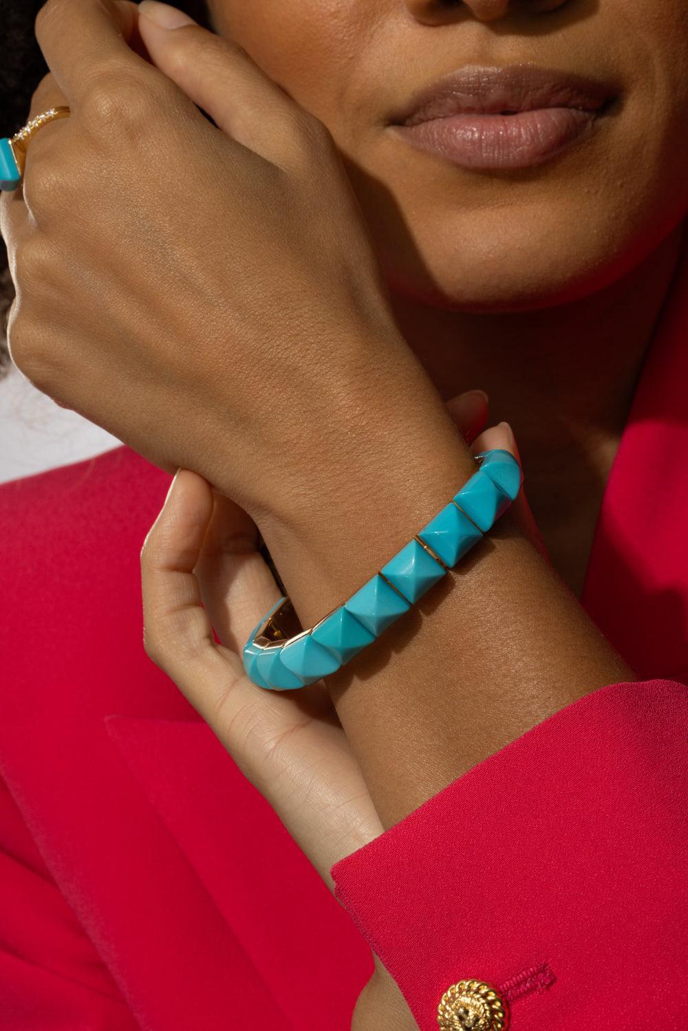 Diamond Lock Piramide Turquoise Bracelet - Image 2