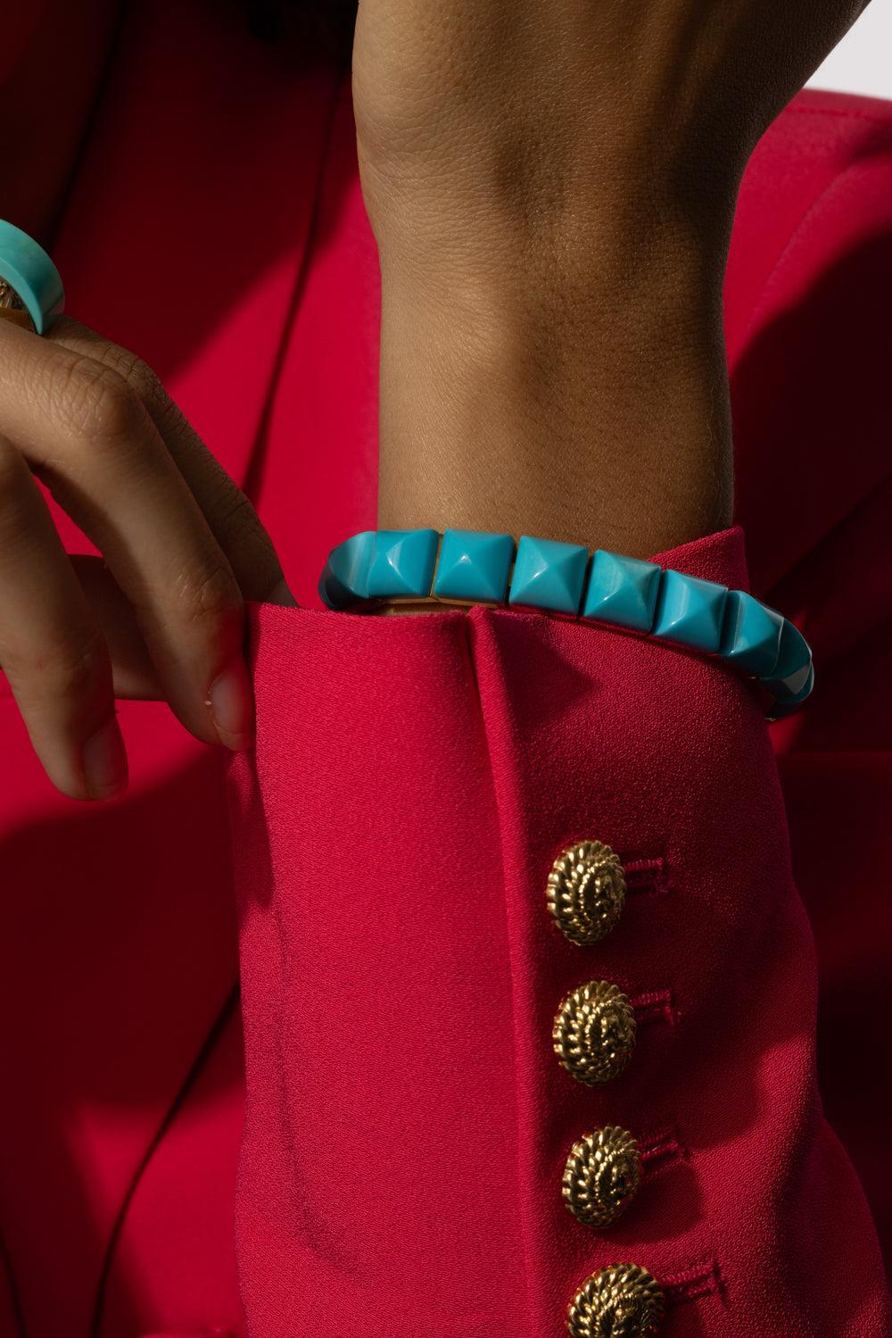 Diamond Lock Piramide Turquoise Bracelet - Image 3