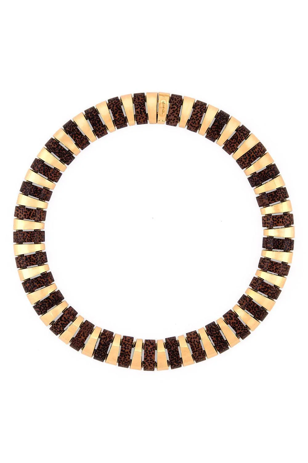 Leopard Palm Wood Selvaggia Collar Necklace