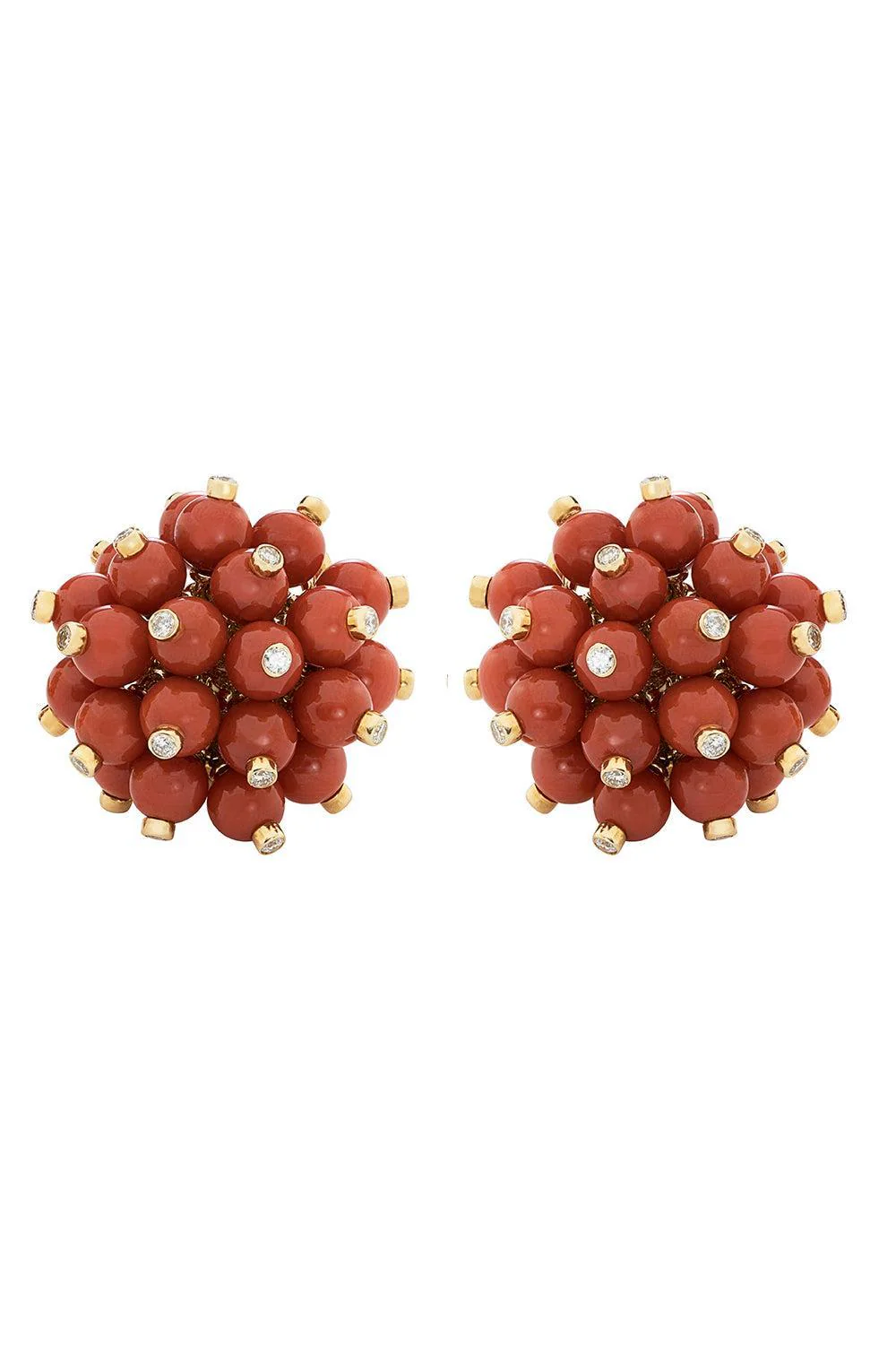 Mediterranean Coral Diamond Accent Bacca Earrings