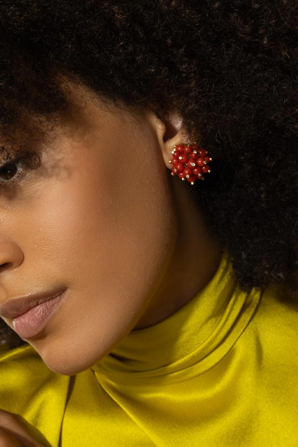 Mediterranean Coral Diamond Accent Bacca Earrings - Image 4