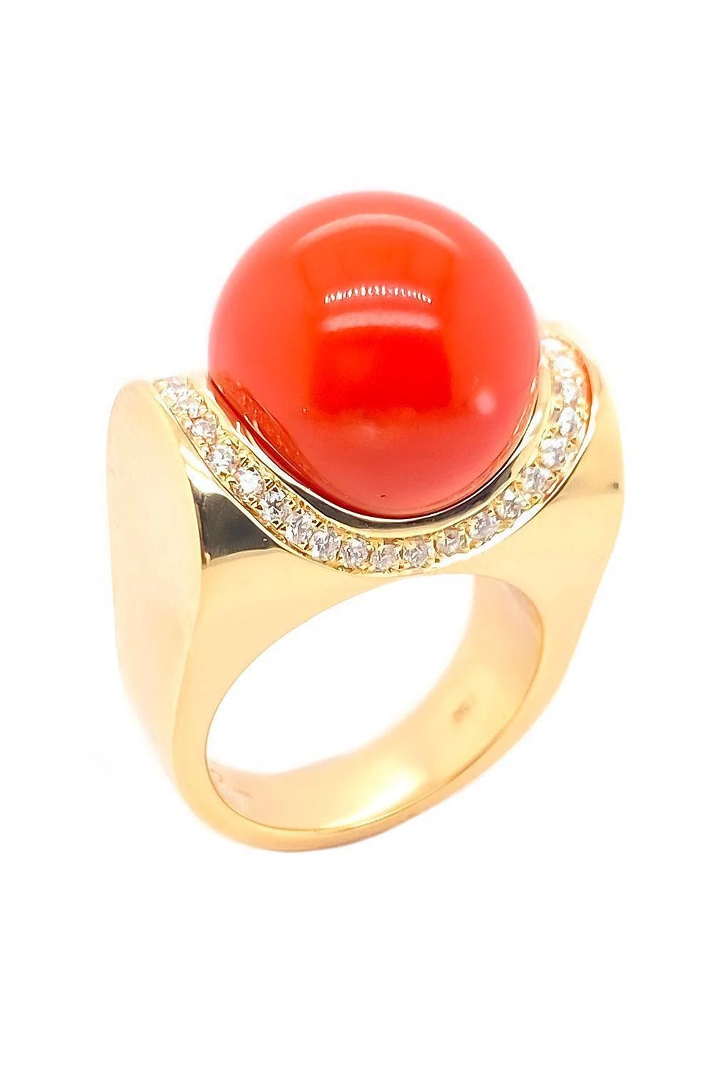 Mediterranean Coral Diamond Accent Sfera Ring