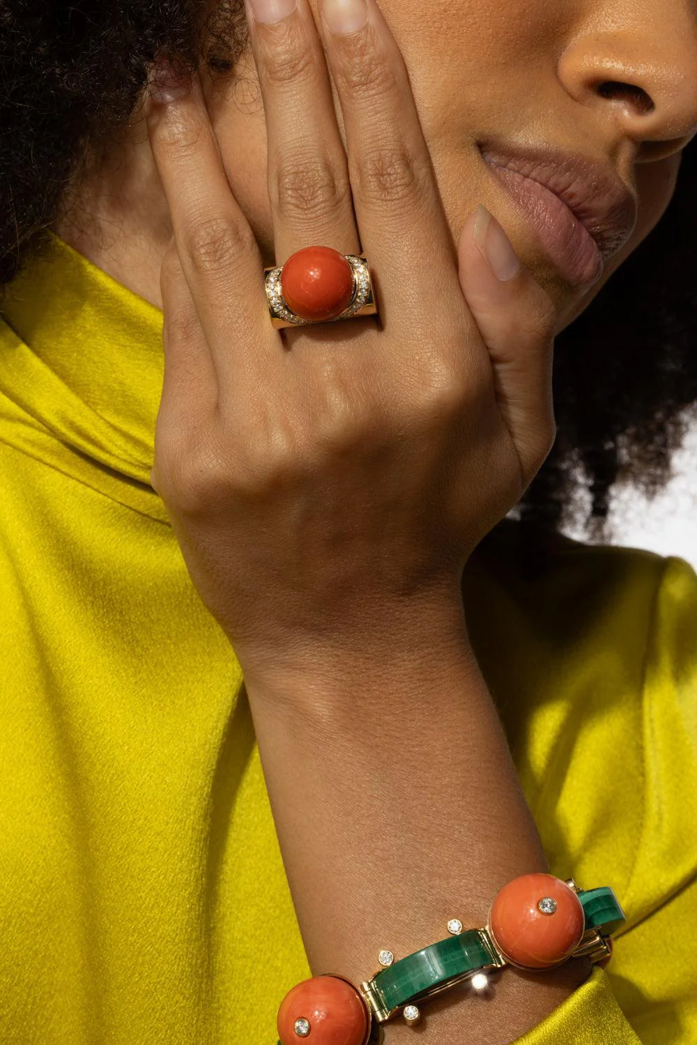 Mediterranean Coral Diamond Accent Sfera Ring - Image 2