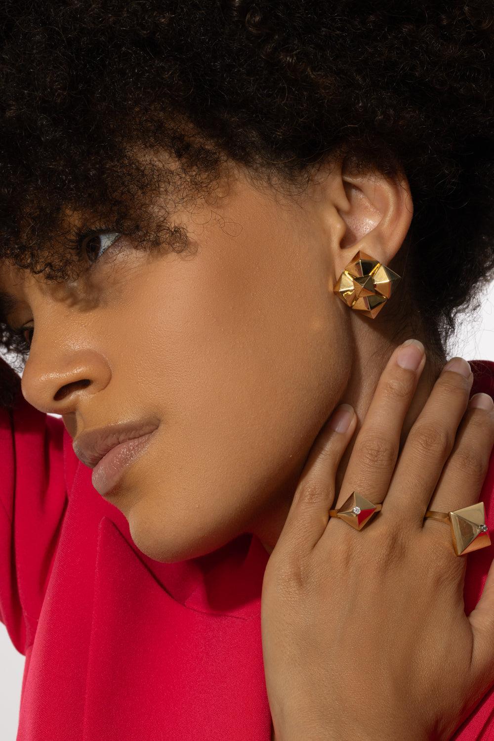 Mini Piramide Cluster Earrings - Image 4