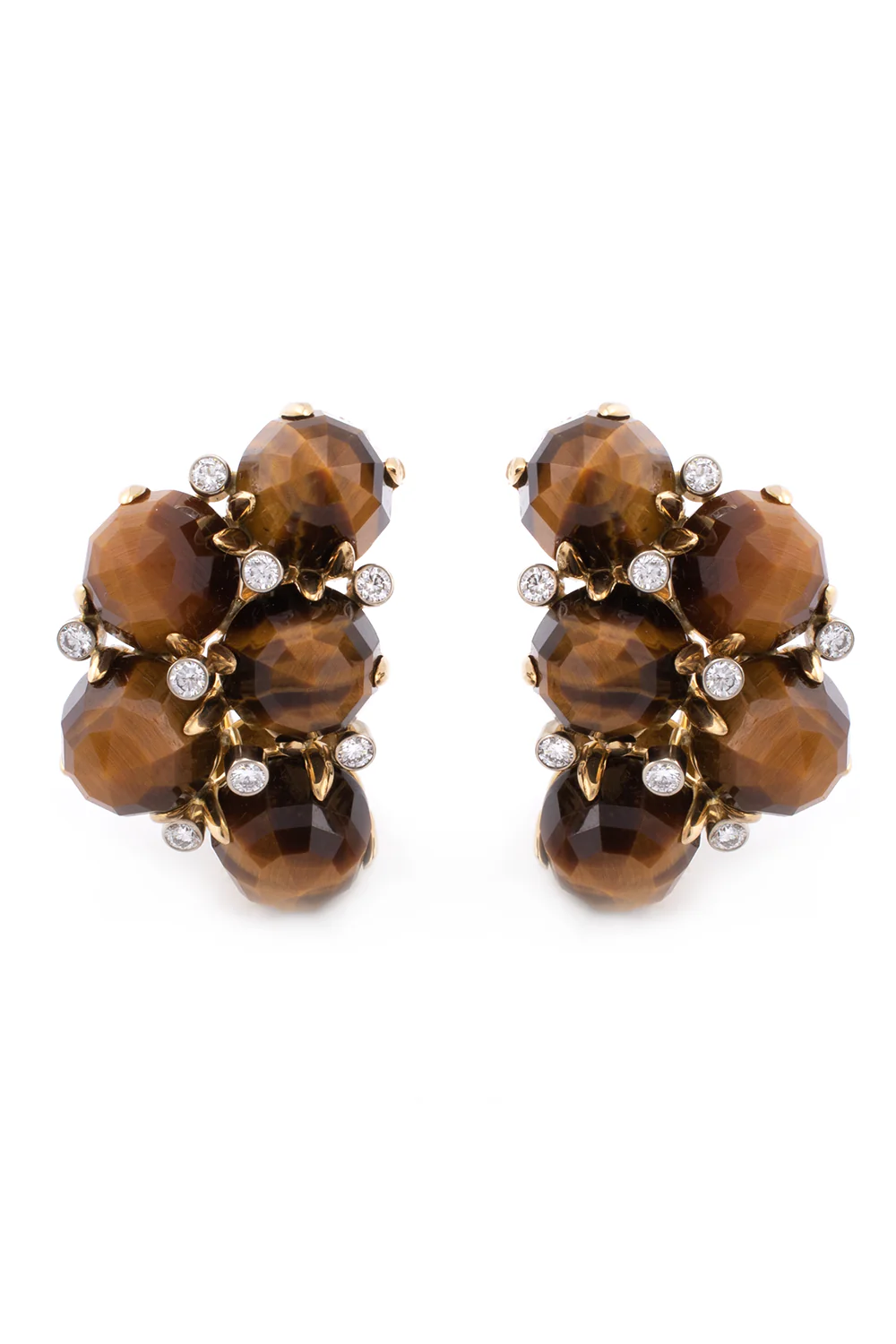 Tiger Eye Diamond Orba Earrings