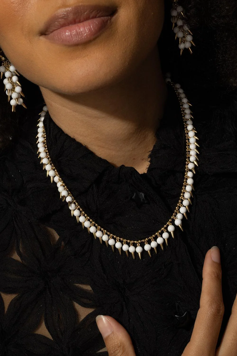 Whte Onyx Spiked Muse Necklace - Image 4