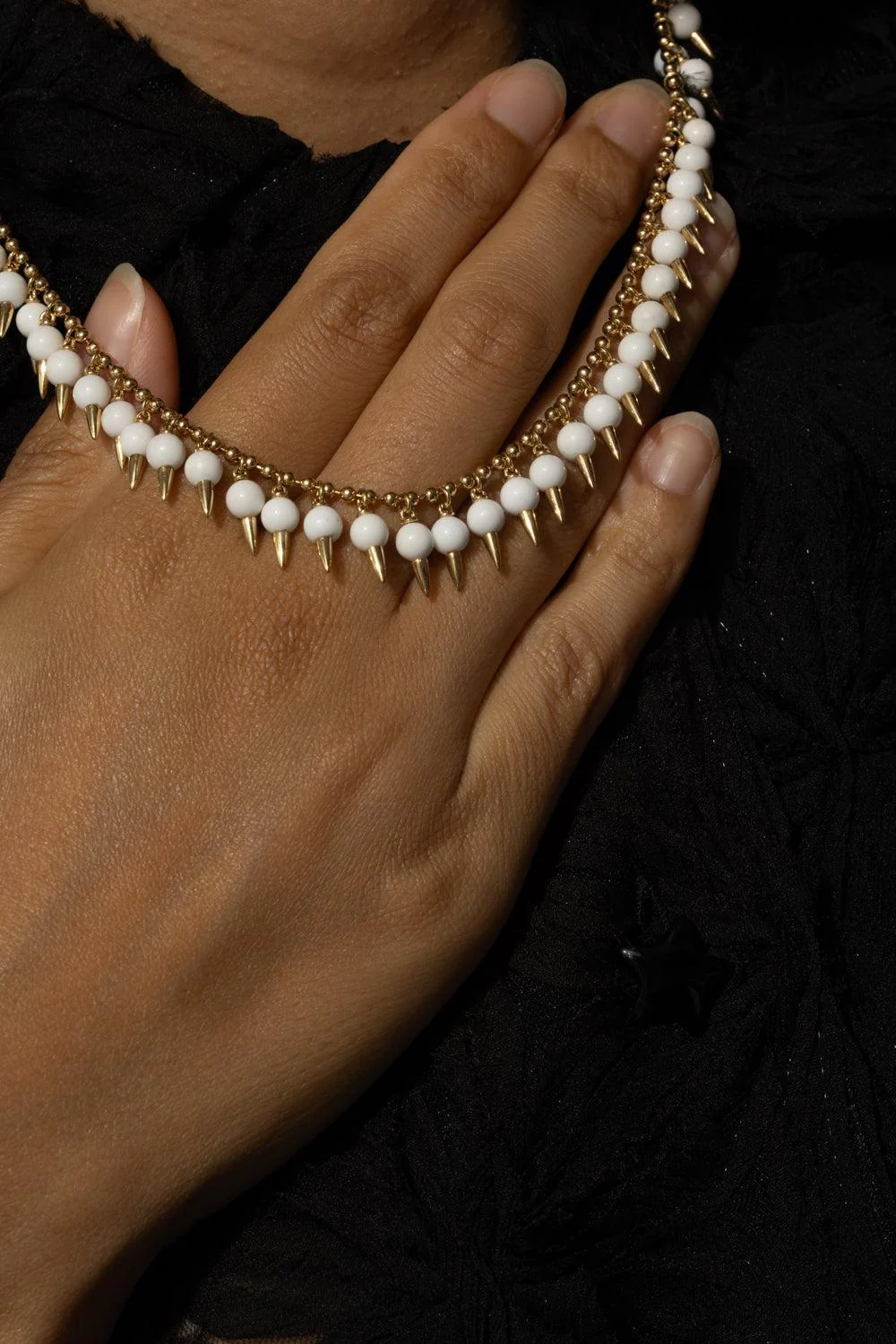 Whte Onyx Spiked Muse Necklace - Image 6