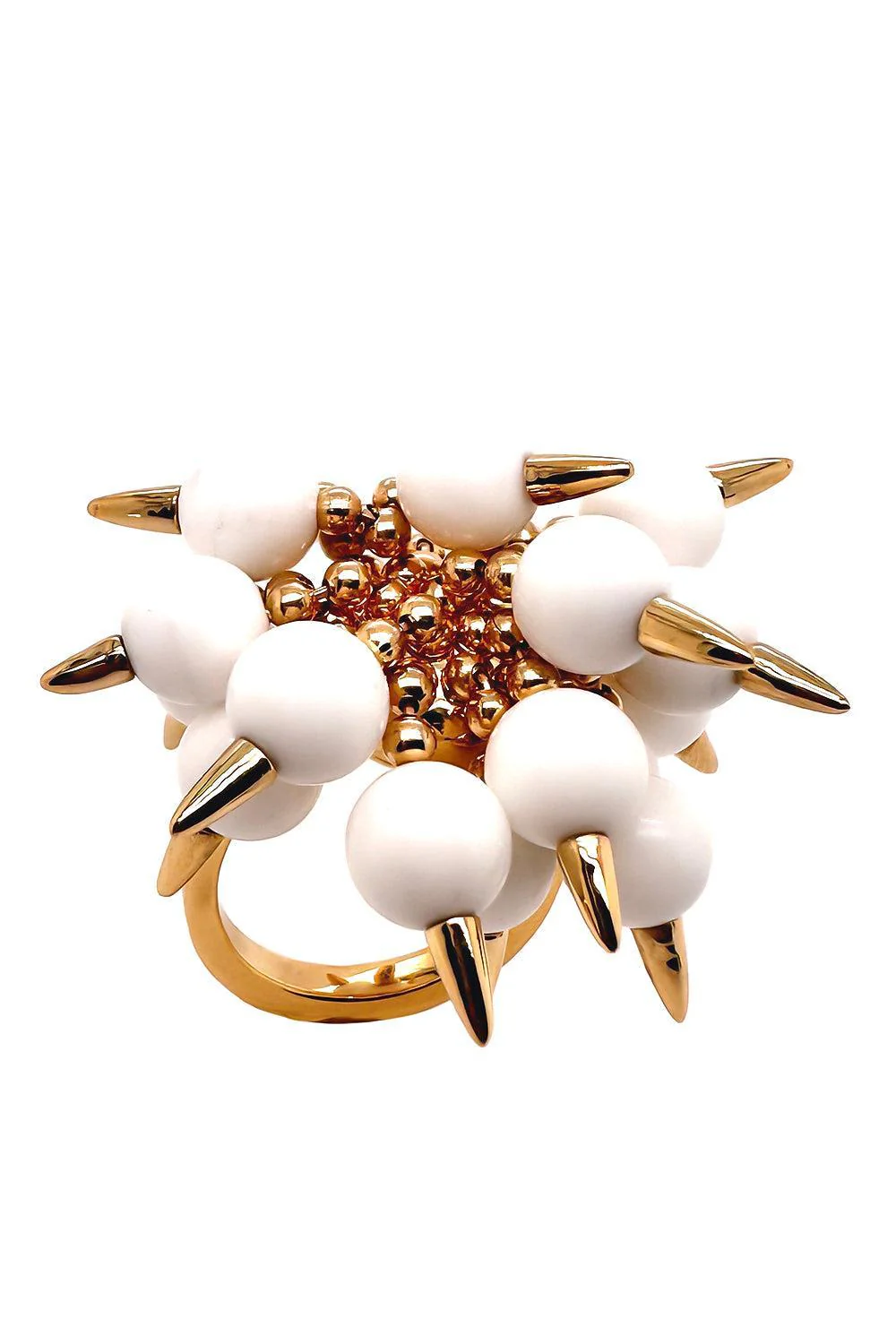 Whte Onyx Spiked Muse Ring