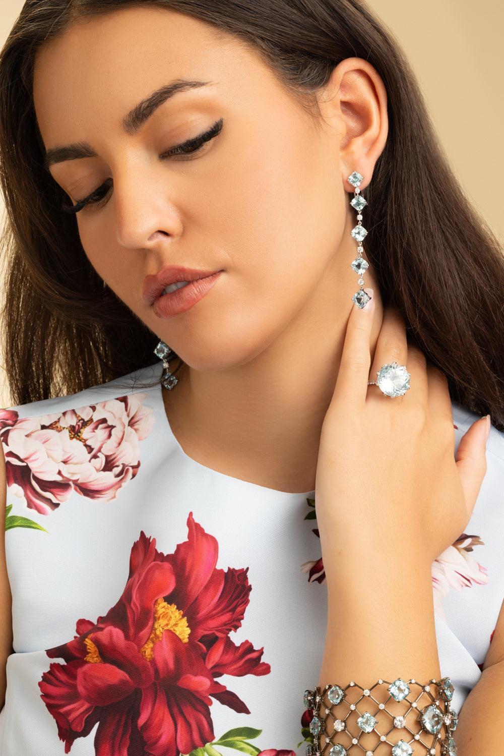 Aquamarine 5 Drop Earrings - Image 3