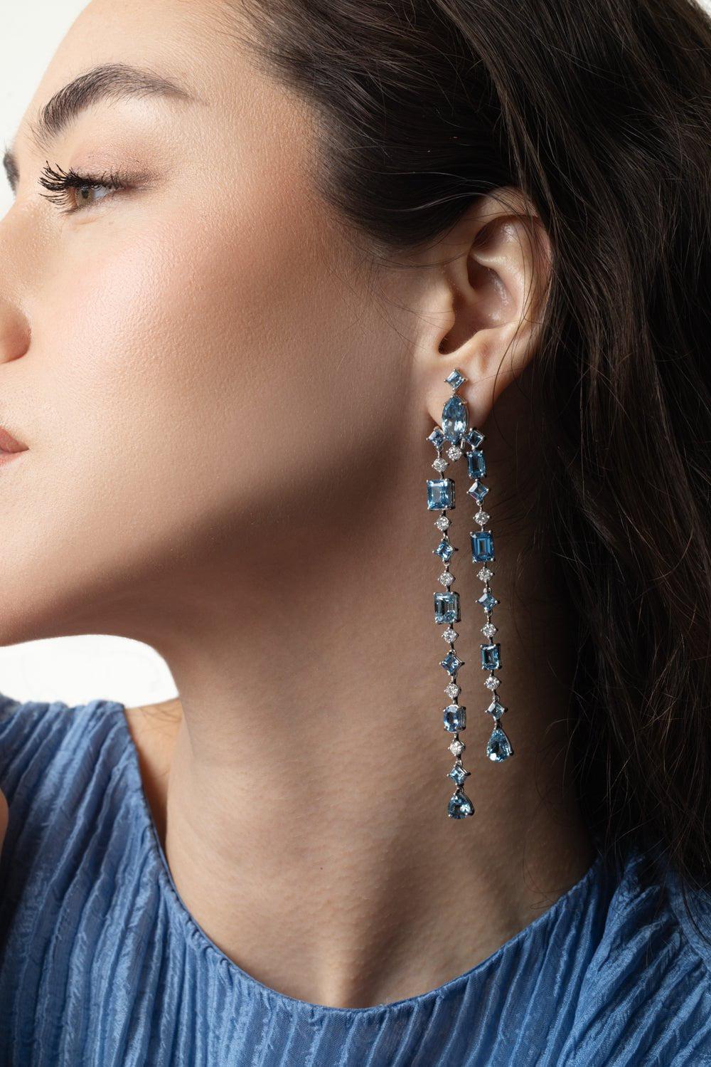 Aquamarine Long Drop Earrings - Image 2