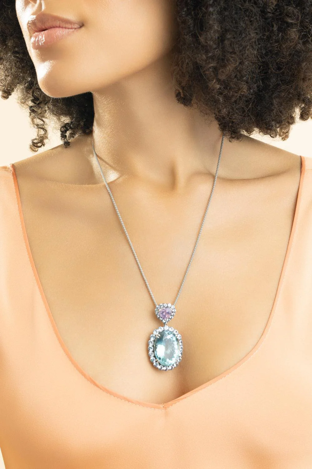 Aquamarine Sapphire Pendant Necklace - Image 2