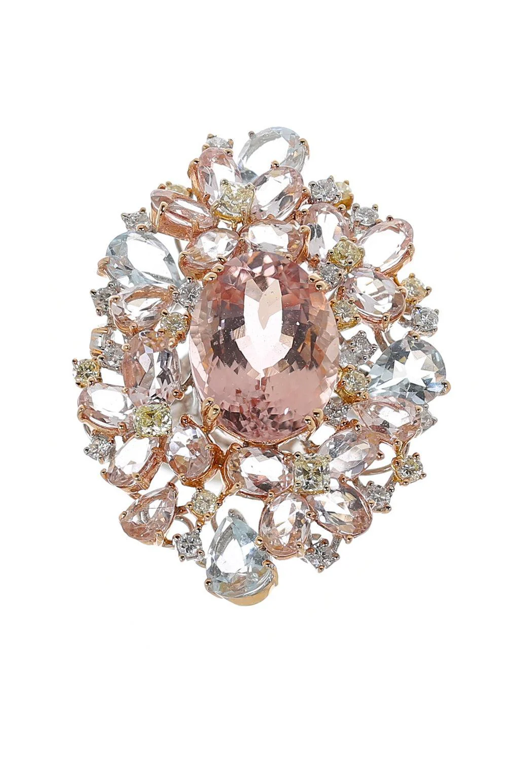 Diamond Morganite Aquamarine Ring