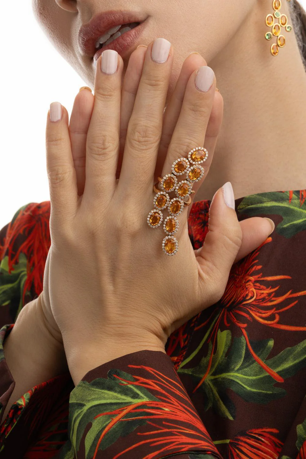 Diamond Orange Sapphire Ring - Image 4