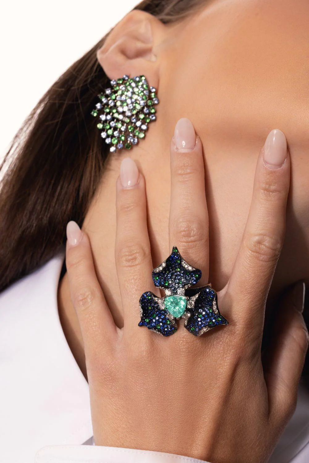 Diamond Paraiba Flower Ring - Image 4