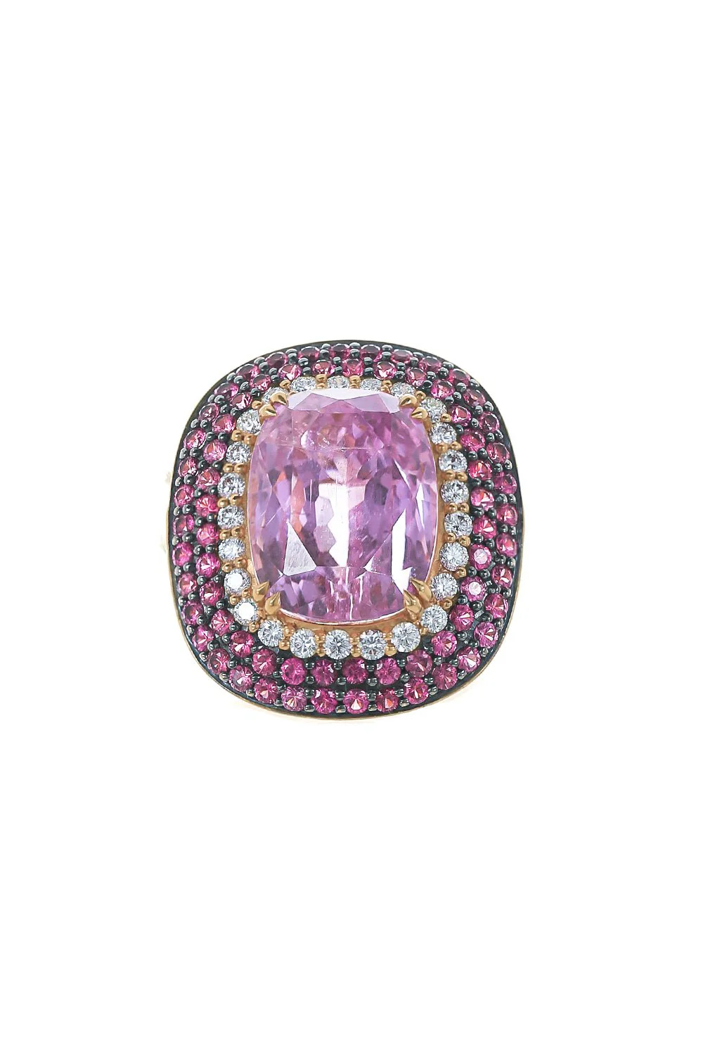 Diamond Ruby Kunzite Ring