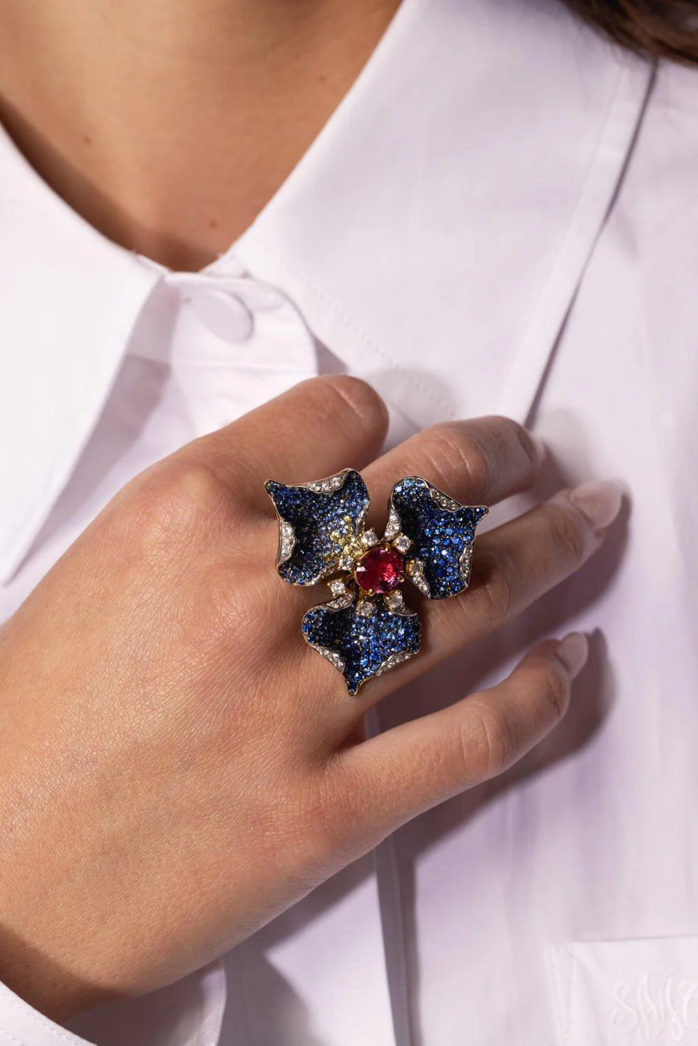 Diamond Ruby Lilly Ring - Image 4
