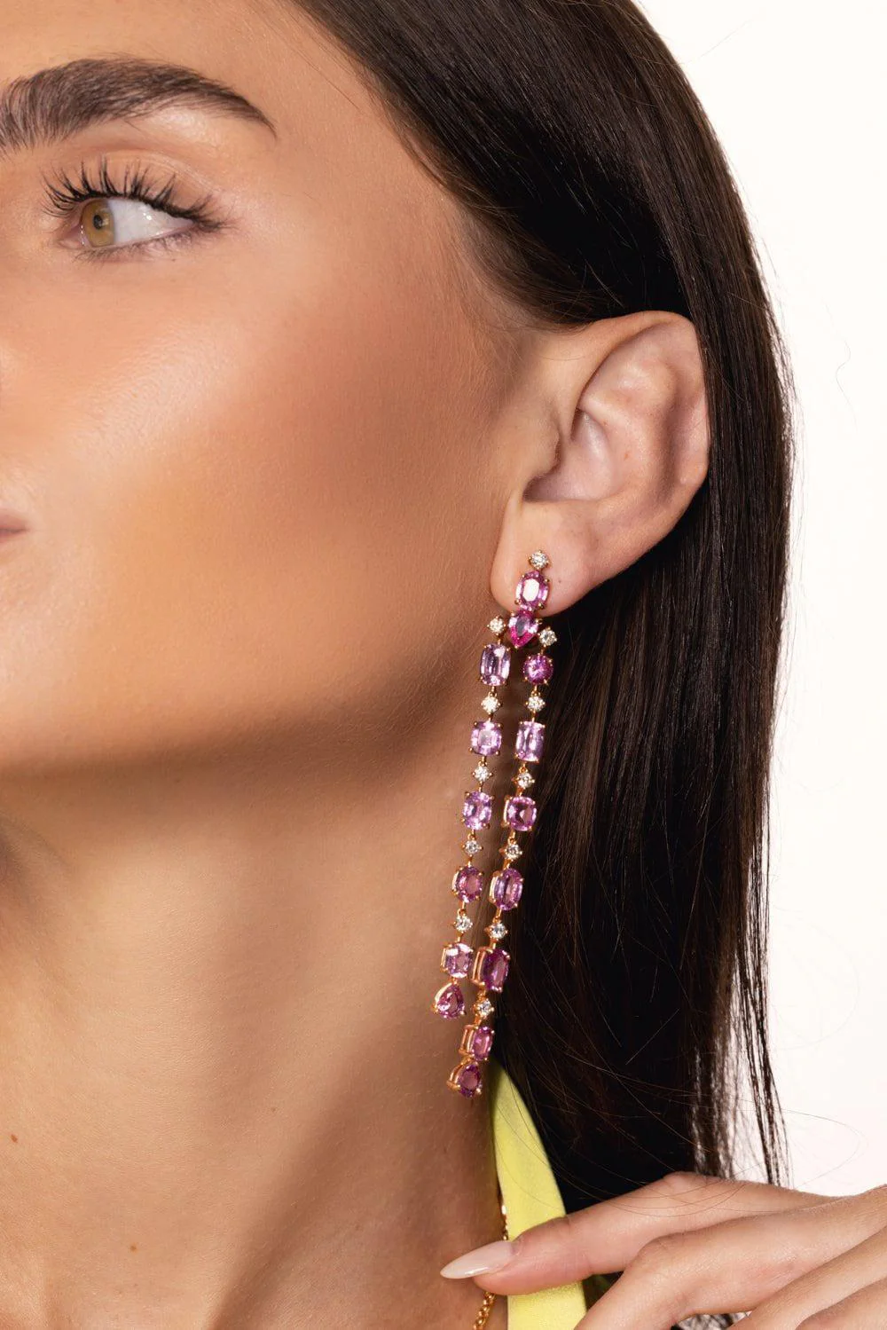 Diamond Sapphire Strand Earrings - Image 3
